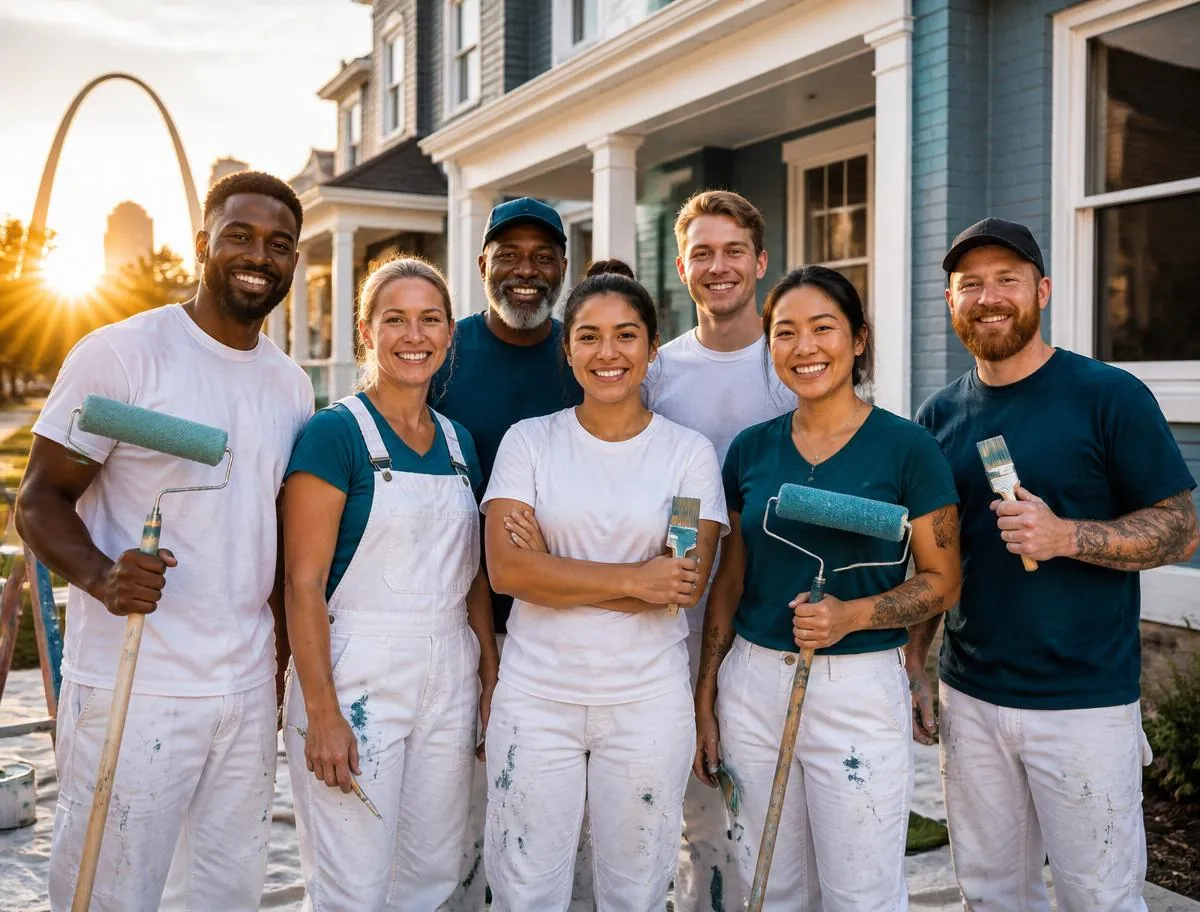 Color Of Life crew members gathered together after finishing a St. Louis home